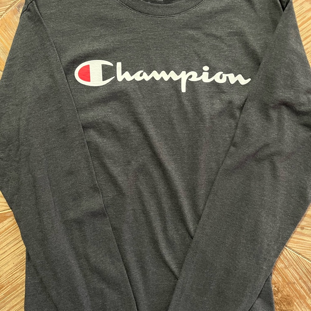 Champion Men's Dark Gray Long Sleeve Tee